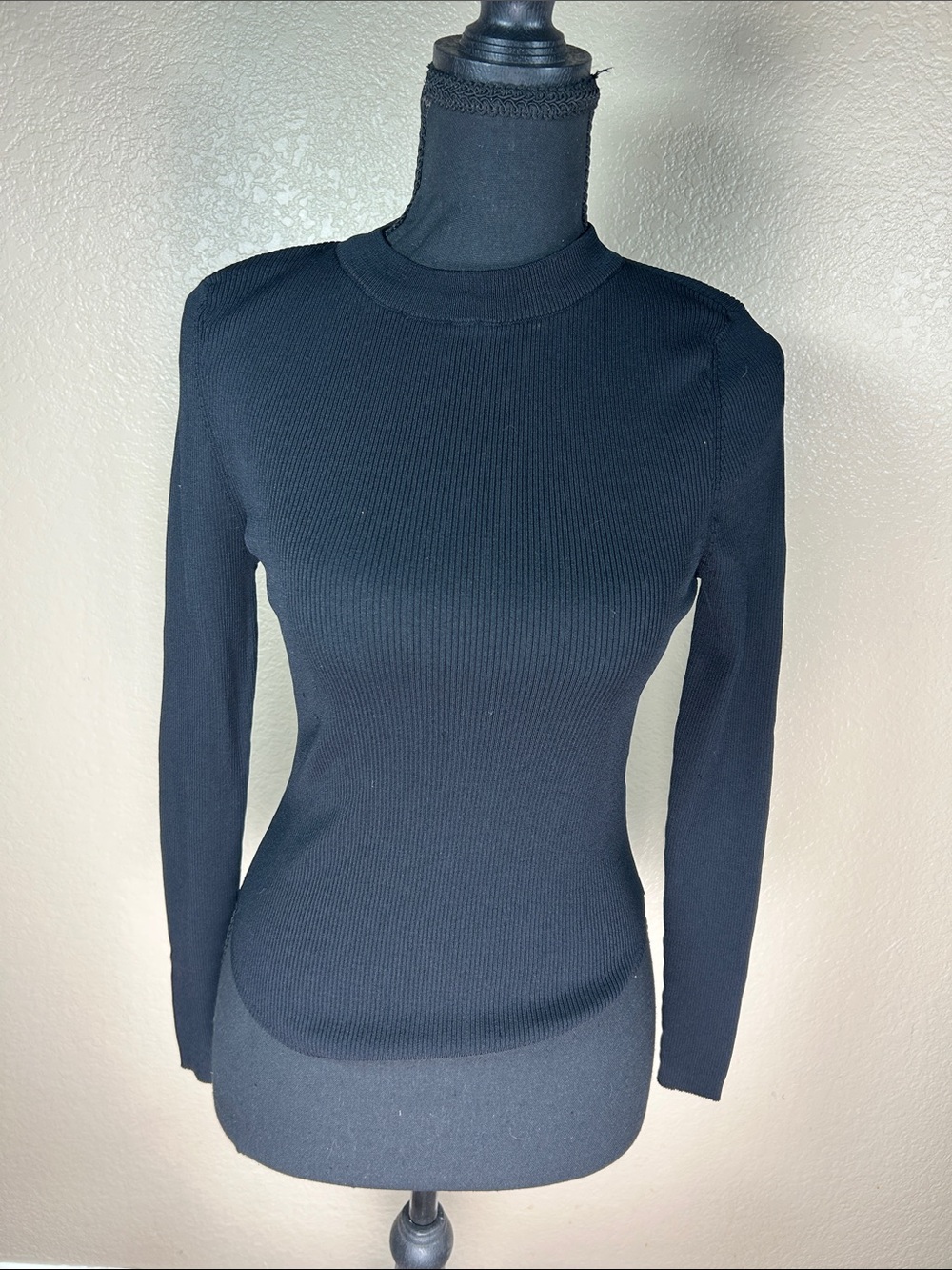 Ribbed Mock Neck Knit Sweater